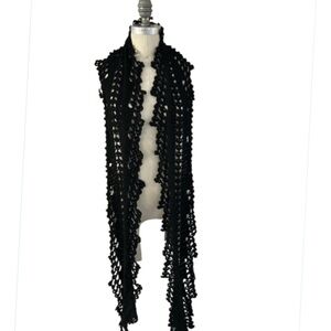 Elegant Black Lacy Crochet Soft Long Scarf